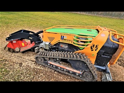 Funkraupe Pro MDB LV 600 + Scheibenradfräse beim Wurzelstock entfernen!