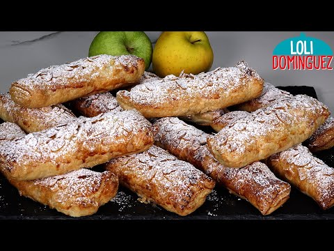 CAÑAS DE HOJALDRE CON CREMA Y MANZANAS, FÁCILES, CREERÁN QUE SON DE PASTELERÍA - Loli Domínguez.