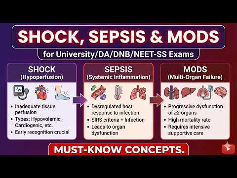 Shock, Sepsis and MODS for University/DA/DNB/NEET-SS Exams I Must-Know Concepts.