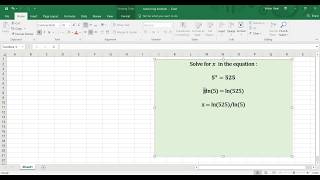 Natural Log Equation solved in Excel