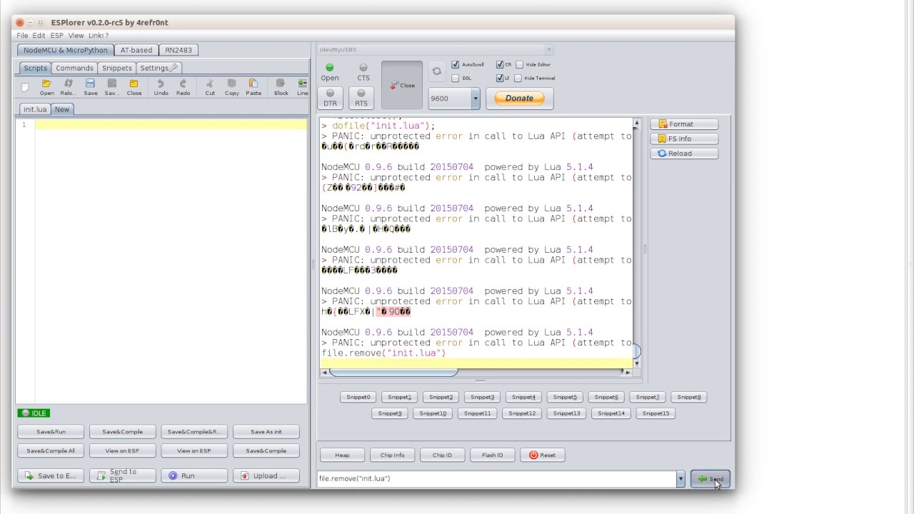 NodeMCU - How to recover infinite reboots / panic - ESP8266 Basics