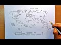how to draw world map easily step by step || world map drawing || how to draw world map for upsc