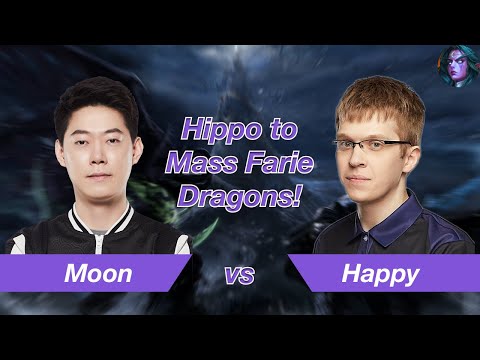 WC3 | Moon | ⭐️⭐️⭐️ Hippo to Mass Faerie Dragons! | vs Happy[UD] at CH | W3Champions