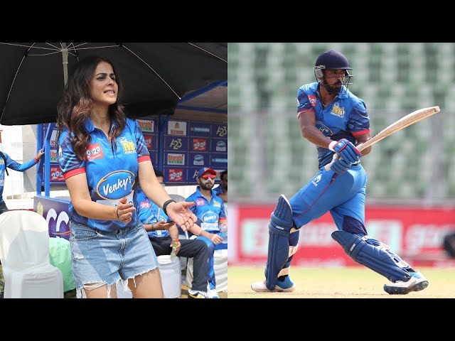 Genelia celebrating Saqib Saleem’s batting vs Chennai Rhinos | Mumbai Heroes | Cricket Highlights Genelia celebrating Saqib Saleem’s batting vs Chennai Rhinos | Mumbai Heroes | Cricket Highlights