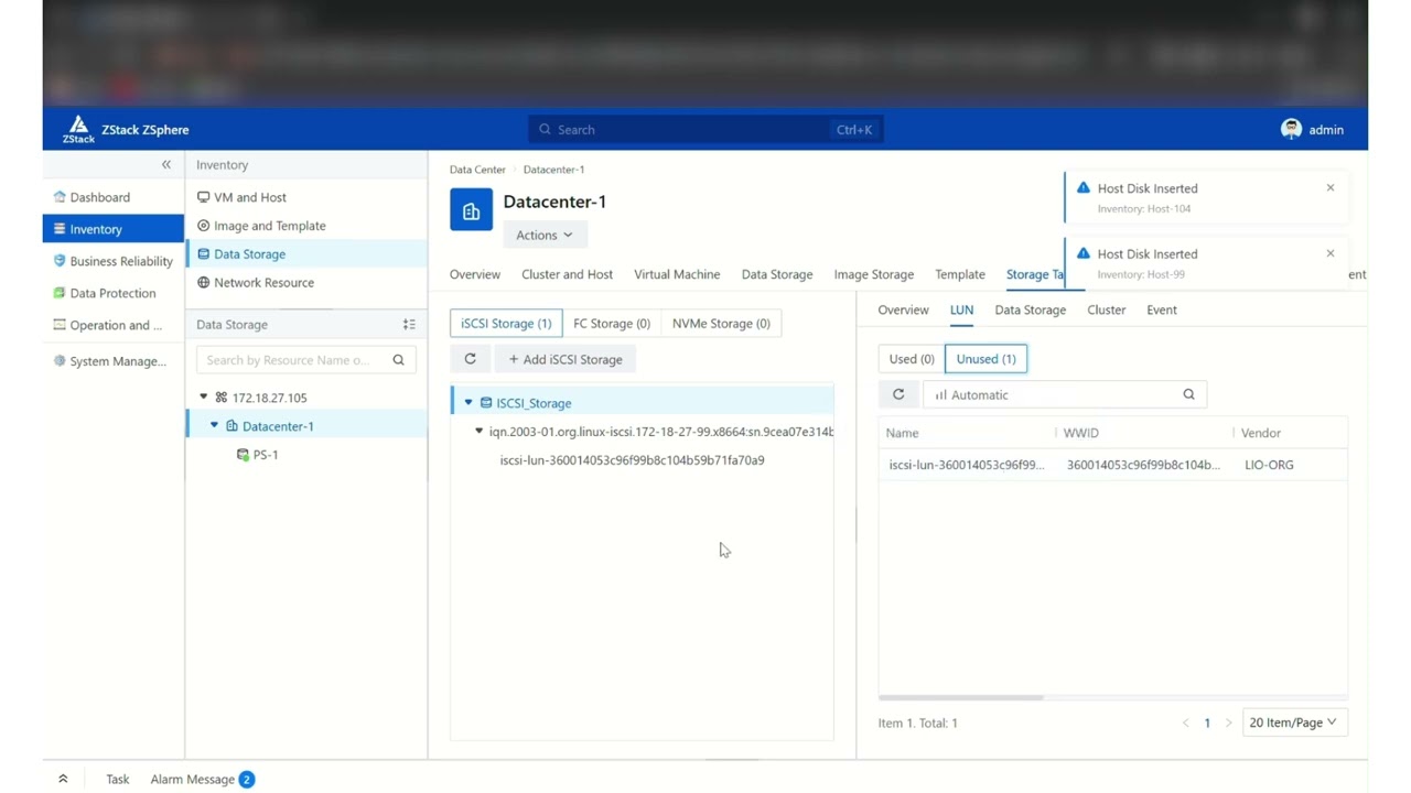 ZStack ZSphere Basic Product Features Add Data Storage