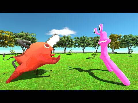 Who Will Win? Pochita vs Rainbow Friends Pink - Animal Revolt Battle Simulator