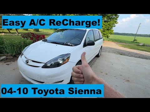 How to ReCharge AC Toyota Sienna 04 05 06 07 08 09 10 2004 2005 2006 2007 2008 2009 2010