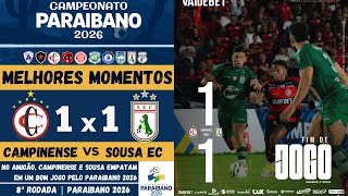 Campinense vs Sousa | Melhores Momentos | 8ª Rodada | Campeonato Paraibano 2026