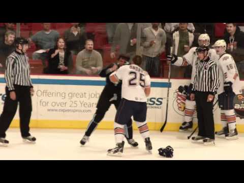 Ben Ondrus vs Kelsey Wilson - OKC Barons vs Milwaukee Admirals 11/23/2010