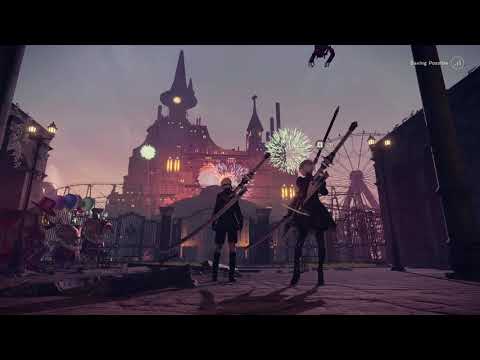 Amusement Park [Dynamic] with Fireworks - NieR: Automata - 1 hour