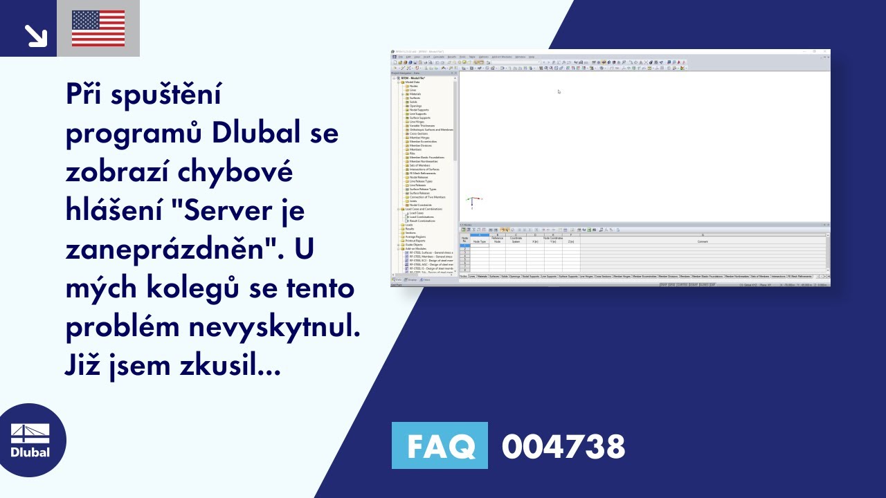 FAQ 004738 | Při spuštění programů Dlubal se zobrazí chybové hlášení &quot;Server je zaneprázdněn&quot; ...