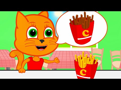 Cats Family in English - Lots of Fast Food Cartoon for Kids