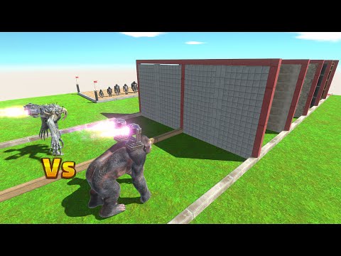 Mutant Primates Vs Infernals Race Through Blocks with Jet Engines - Animal Revolt Battle Simulator