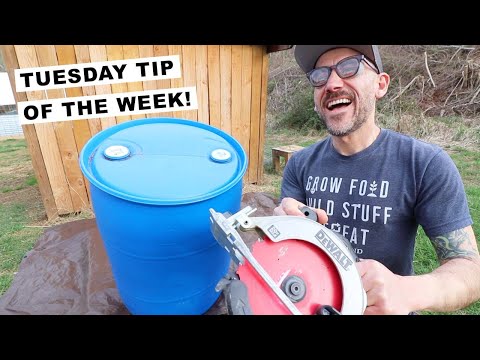 HOW TO CUT the LID OFF (55 Gallon BLUE Barrel)