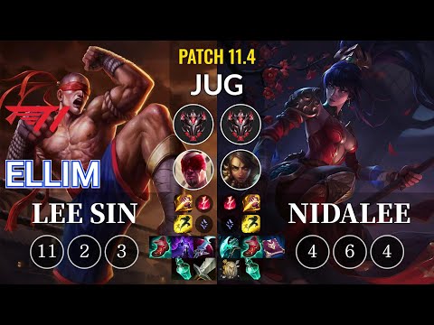T1 Ellim Lee Sin vs Nidalee Jungle - KR Patch 11.4