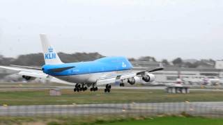 preview picture of video 'KL7021 KLM B747 STAVANGER AIRPORT,SOLA  part 1 touch and go'