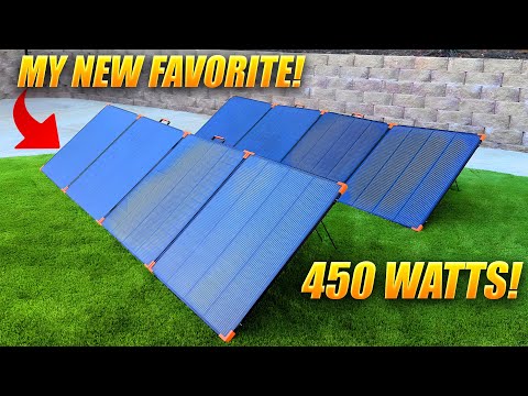 ZOUPW 450W Portable Solar Panel,38V N-Type 16BB 25% High Efficiency Foldable Solar Charger for EcoFlow Delta/Anker C1000/Jackery/Bluetti Elite 100,IP68 Waterproof for Offgrid RV Home Backup video review thumbnail