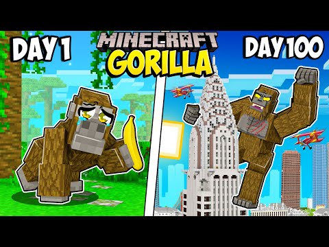 Ryguyrocky - I Survived 100 Days as a GORILLA in Minecraft