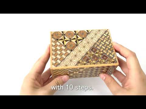 How to open a 4 sun 10 step Yosegi Secret Box【寄木細工秘密箱4寸10回】