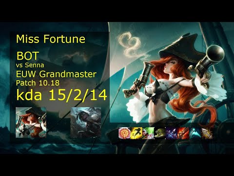 Miss Fortune ADC & Pyke vs Senna & Lux - EUW Grandmaster 15/2/14 Patch 10.18 Gameplay