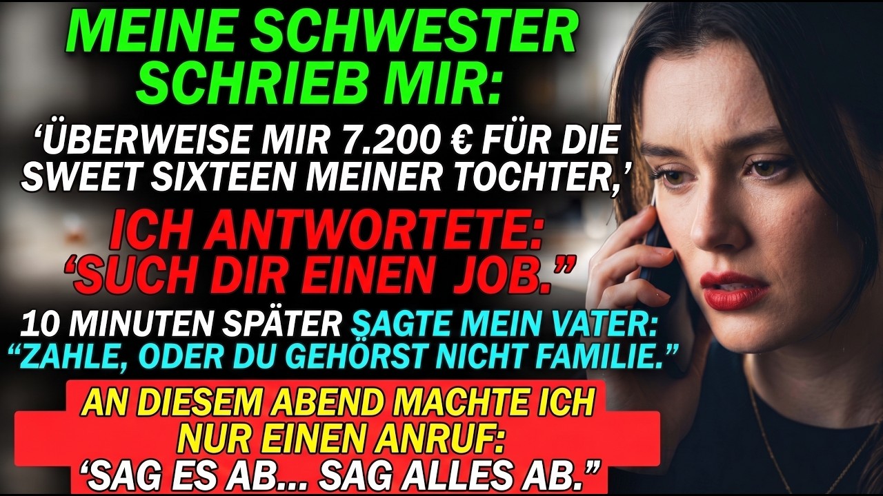 Schwester verlangt 7.200 € für Sweet Sixteen – Ein Anruf änderte alles!