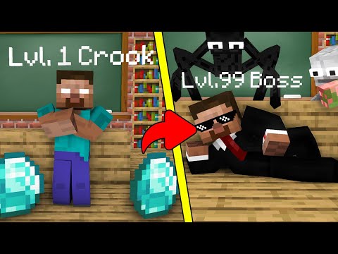 Monster School : Lv.1 Crook vs Lv.99 Boss Herobrine - Minecraft Animation