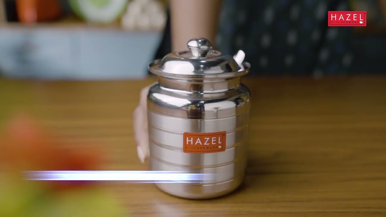 Stainless Steel Ghee Pot with Spoon and Lid Ð 275 ML video