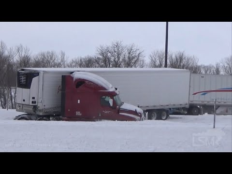 02-04-2021 Waterloo, Iowa-Iowa Blizzard and Jack Knifed Semi