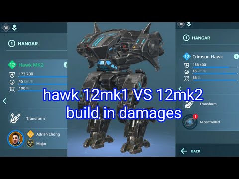 comparison hawk 12 mk1 vs 12 mk2 built-in weapons damages / war robots 2020