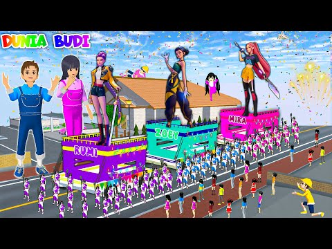 Yuta Mio Pawai Kendaraan KPOP DEMON HUNTER Keliling Kota Sakura | Baby Celine Senang Ikut Keliling🥳