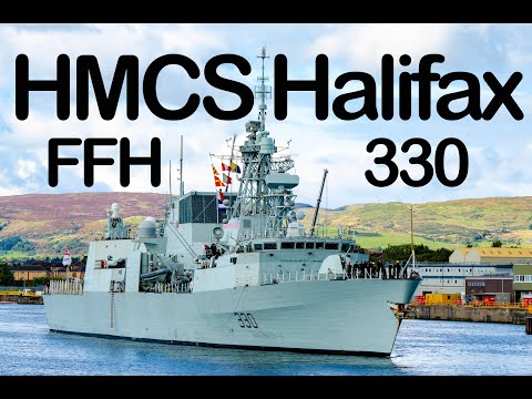 HMCS  Halifax FFH 330 - Halifax Class Frigate arrives KGV Docks Glasgow [4K/UHD]