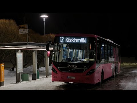 Crazy night bus line in Lappeenranta, Finland! Jouko night bus line 12 during a weekend midnight!