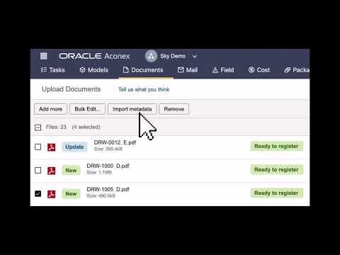 UPLOAD DOCUMENTS IN ACONEX