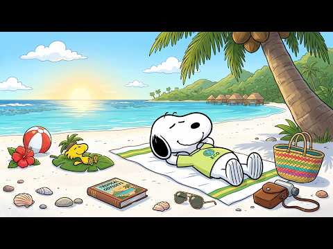 Snoopy's Sunny Island Relaxation 🌴🎷 Chill Summer Jazz Playlist for Rest, Sleep & Healing Minds