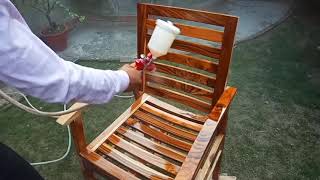 Polish melamine spray polish chair natural colour . Gaffartech . video