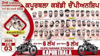Shri Guru Nanak Stadium (Kapurthala) Kabaddi Championship 03 Feb 2026