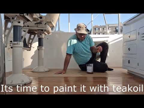 NORDHAVN 76 working at new look of our teak wood.