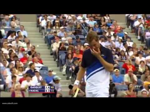 Gasquet INCREDIBLE BACKHAND against Nadal SF US Open 13