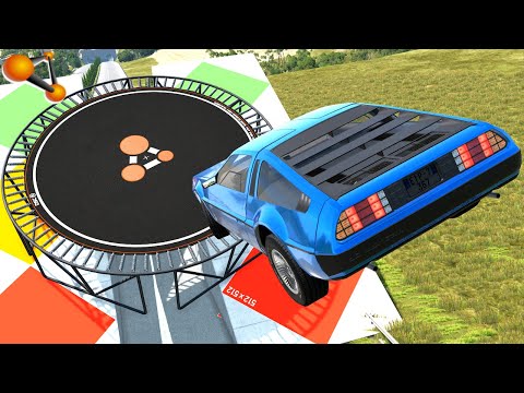 BeamNG.drive - Crazy Jumping Cars On Giant Trampoline