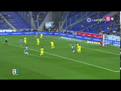 Gol Gerard Moreno. Espanyol 2 - Villarreal CF 2. Liga BBVA 15/16