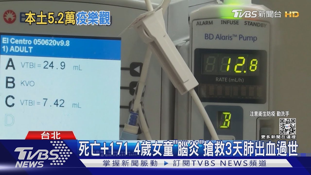 死亡+171　4歲女童「腦炎」搶救3天肺出血過世