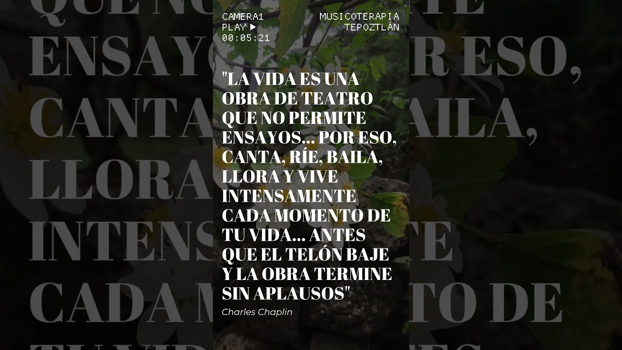 La vida no admite ensayos o repeticiones, como en el teatro... Simplemente se vive y se asume.