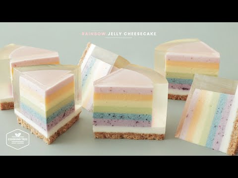 4가지 맛🍭 레인보우 젤리 치즈케이크 만들기 : 4 flavors Rainbow Jelly Cheesecake Recipe | Cooking tree