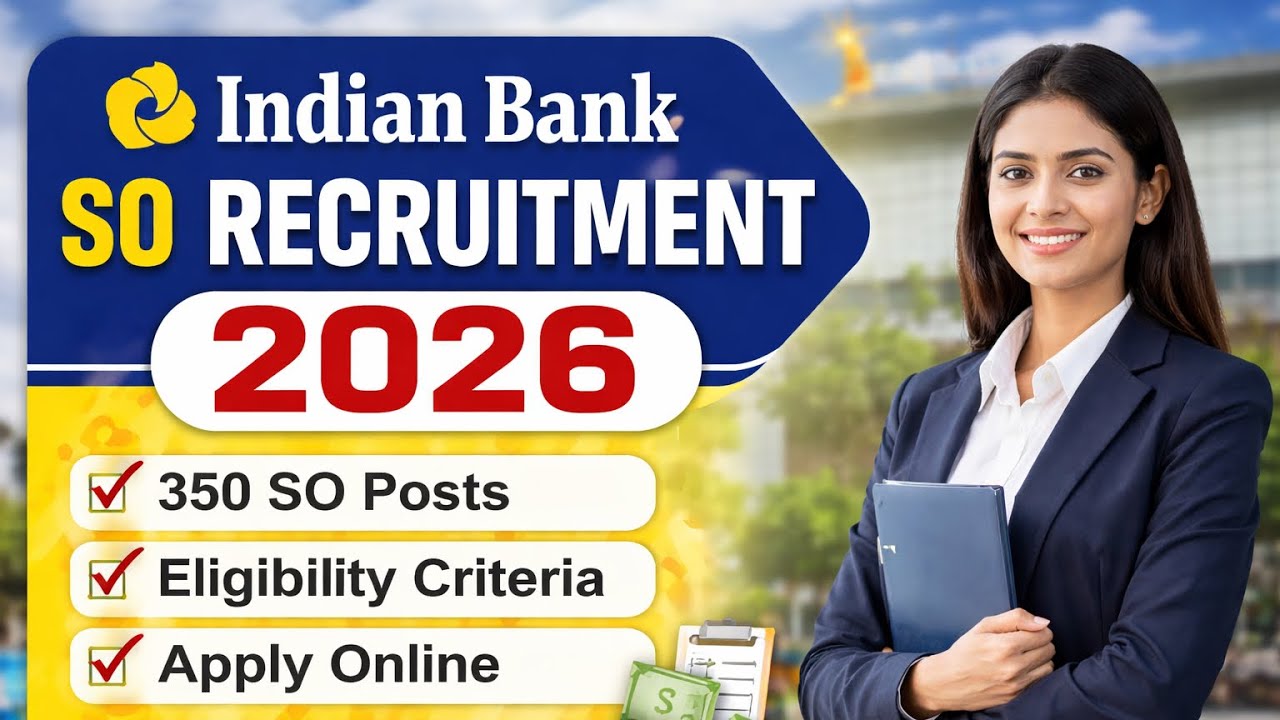 Indian Bank SO Recruitment 2026 – Apply Online for 350 Specialist Officer Posts