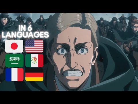 Erwin's last speech and charge - in 6 languages | Attack On Titan S3 P2