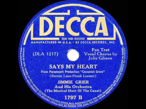 1938 Jimmie Grier - Says My Heart (Julie Gibson, vocal)