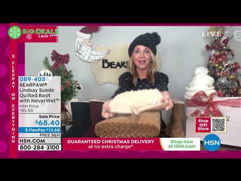 BEARPAW Lindsay Suede Quilted Boot with NeverWet