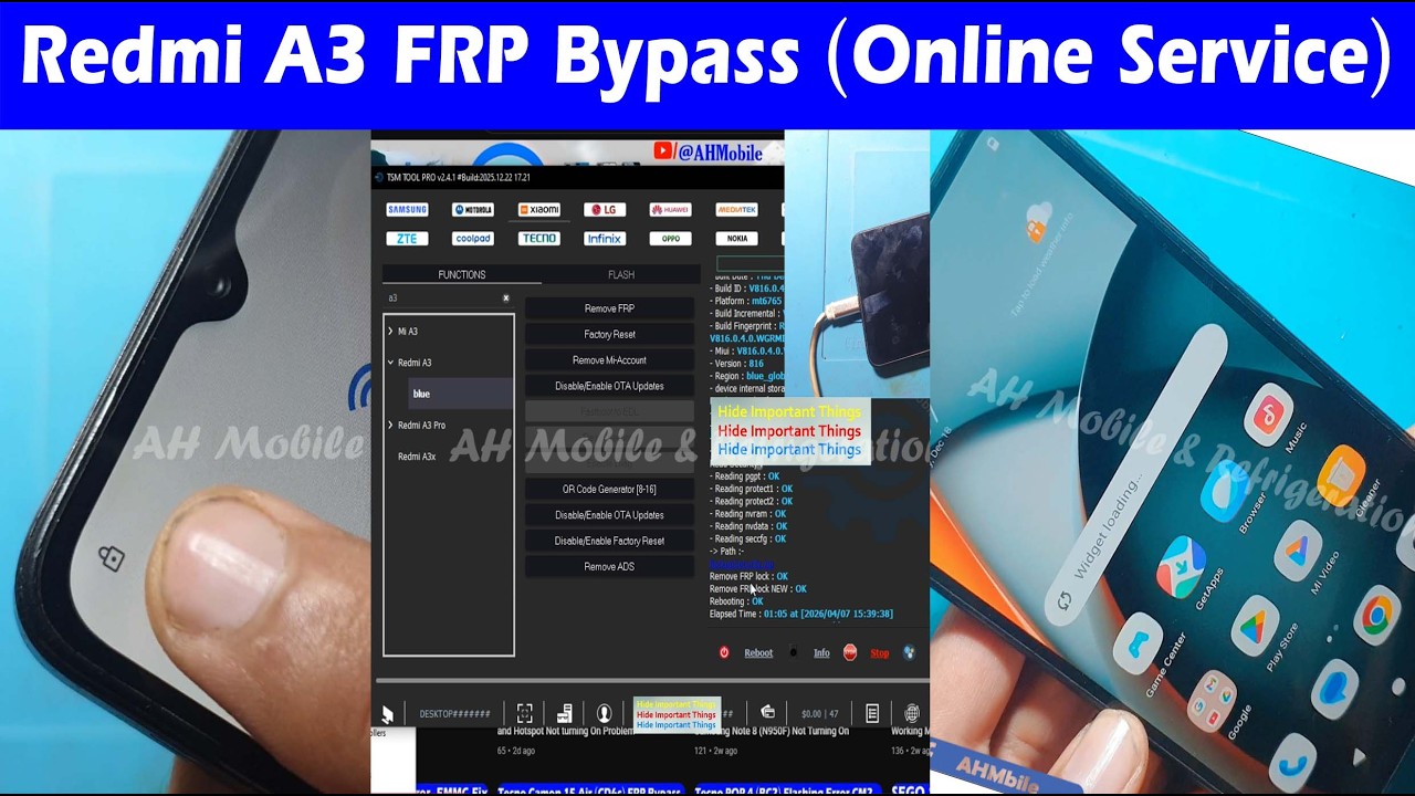 Redmi A3 (23129RN51X) FRP Bypass  (Online Service Available) TSM Tool Pro