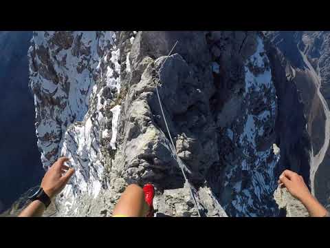 running on a knife-edge ridge in the Bavarian mountains