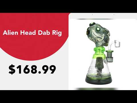 Kokopelli Alien Head | 8" Borosilicate Glass | 14mm Female | Disc Percolator with Quartz Banger